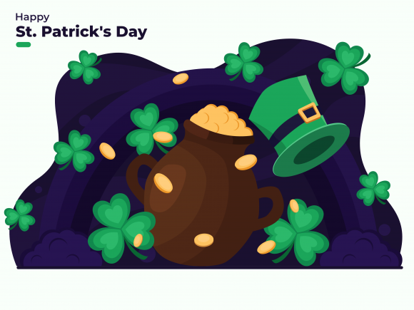 Download St Patrick's Day with Gold Coin on Pot - Premium Resources